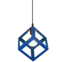 Blue Square Metal Ceiling Lamp Geometric Cube Pendant Light E27 Modern Pendant Lights Modern Pendant Lights For Loft Cafe Bar Restaurant