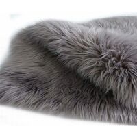 NORCKS Faux Fur Soft Fluffy Sheepskin Rug, Soft Fluffy Shaggy Area Rugs Faux Fleece Chair Cover Seat Pad Washable Carpet Non Slip Mats for Bedroom Sofa Floor (50 x 80cm, Grey)