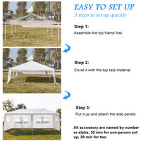 Gazebos 3x6m with 4 Sides, Waterproof Garden Pavilion Party Marquee, UV Protection Roof, 4 Seasons Canopy Tent for Festivals Outdoor Wedding Camping Tent Canopy