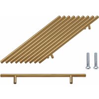 10-Pack Brushed Gold Cabinet Pulls Handles - 7.5 Inch (192mm) Hole Centers, Kitchen & Drawer Hardware