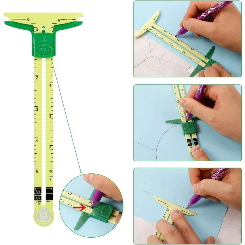 Alloy Sliding Gauge Sewing Measuring Tool Hand DIY Sewing Seam Gauge Ruler  Sewing Measuring Tool Accessory Knitting Crafting