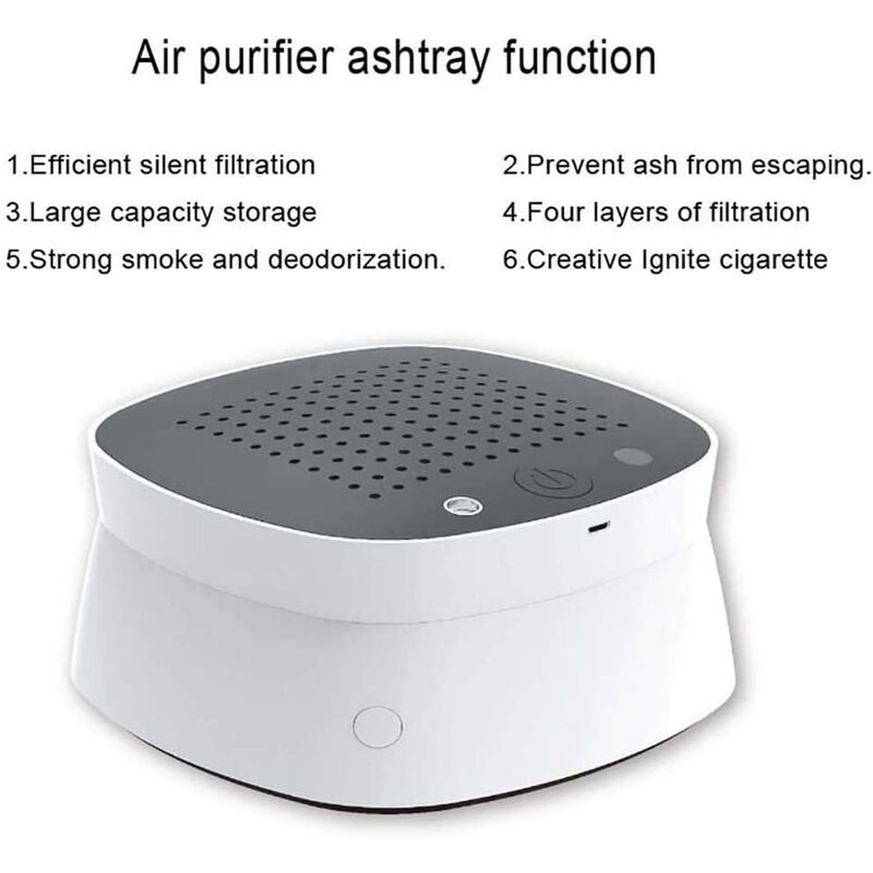 Smart Ashtray Multipurpose Negative Ion Air Purifier for Home Office  (White)