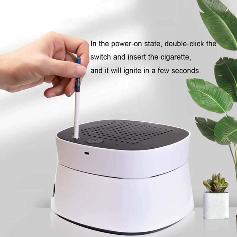 Smokeless Ashtray with Air Purifier, 2-in-1 Air Purifier, Portable  Smokeless Ashtray with Air Purifier Indoor, Indoor for Home, Car (White)