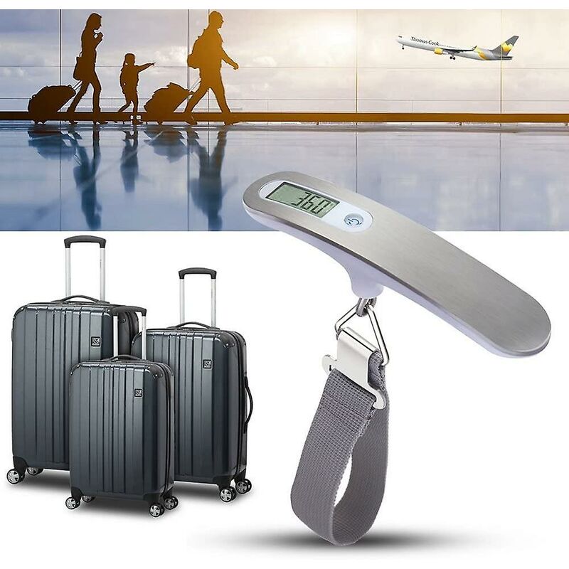 Digital Luggage Scale, 110LB Portable Handheld Baggage Scale for Travel, Suitcase  Scale with hook, Battery Included with Overweight Alert, White Backlight  LCD Display - Silver 
