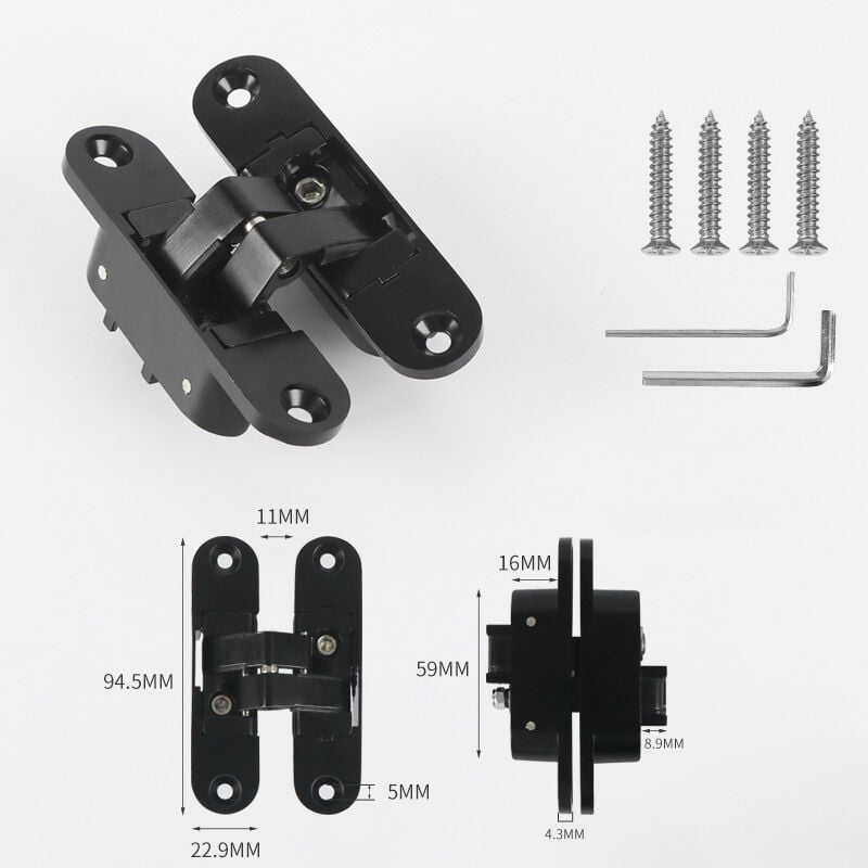 MUFF Cerniere per porte invisibili, 2 pezzi, cerniere a croce nascoste,  cerniere 3D, cerniere pieghevoli per porte in legno regolabili (dimensione  piccola, sinistra)