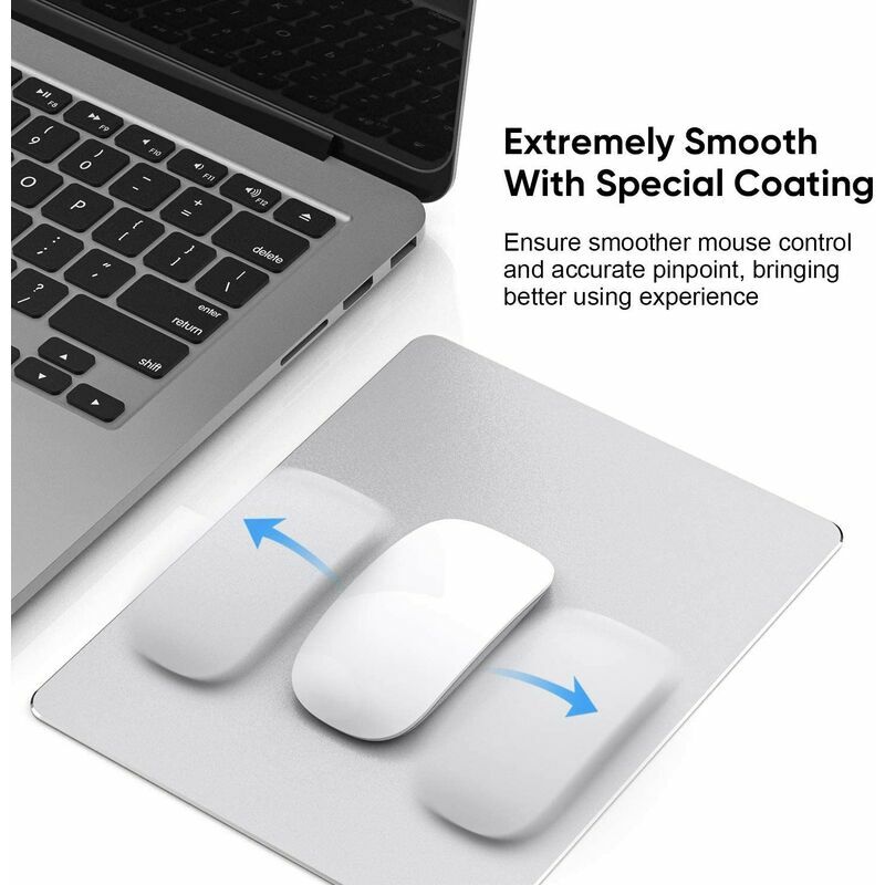 Metal Aluminum Mouse Pad Hard Mat Smooth Magic Ultra Thin Double Side Mouse  Mat Waterproof Fast and Accurate Control for Gaming and Office(Small Gray