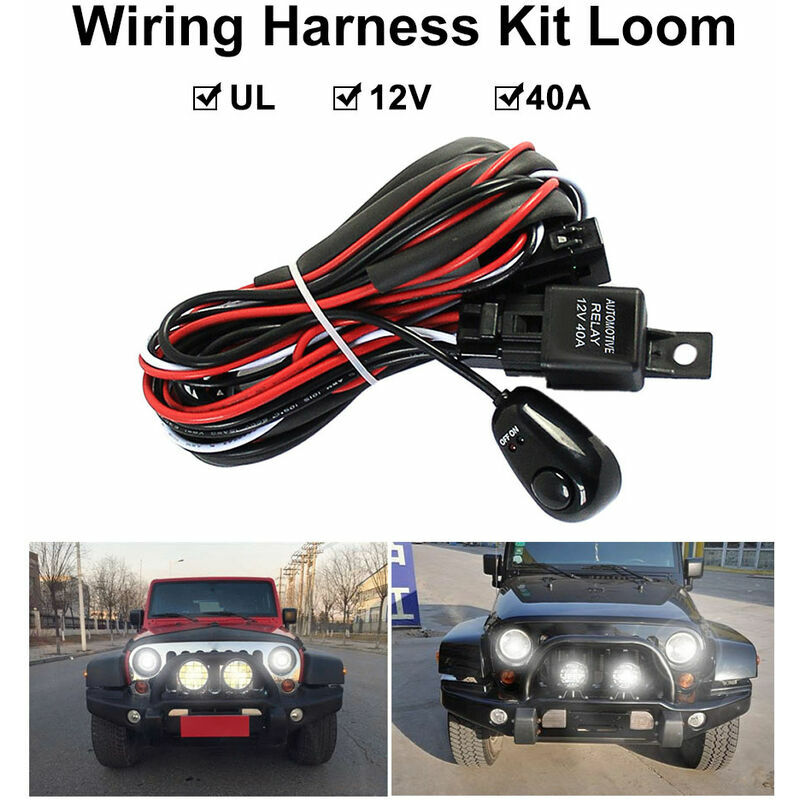 Voiture H4 Phare Led Light Bar Fil Câblage Harnais Relais Loom Cable Kit