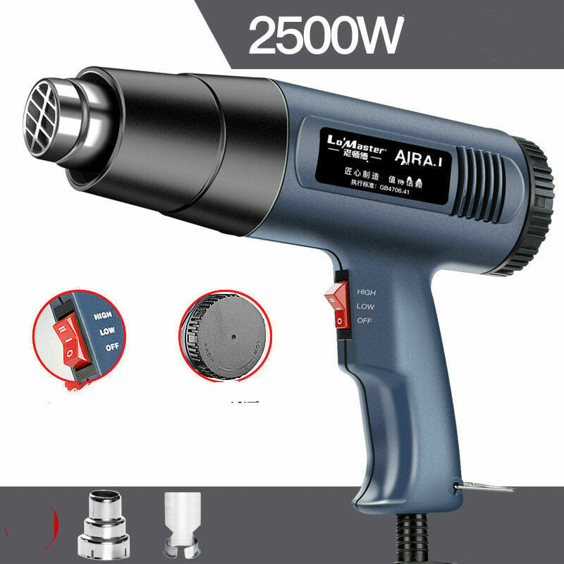 2000W Heat Gun Hot Air Heater Gun Digital LCD Display Dual Temperature 4  Nozzles