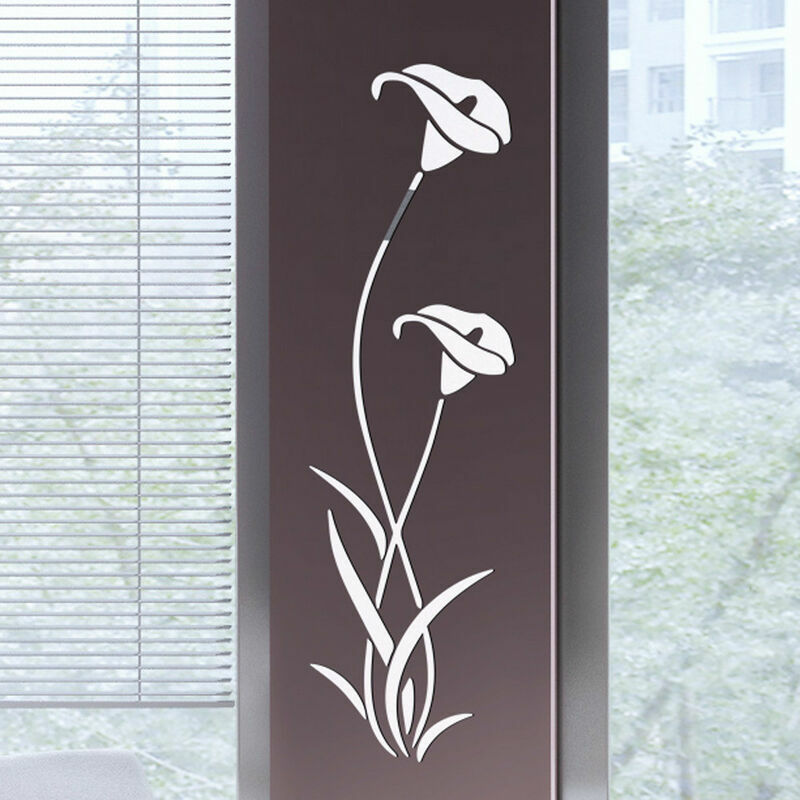 Stickers Muraux 3D Miroir Autocollant Acrylique Fleur Art Decal