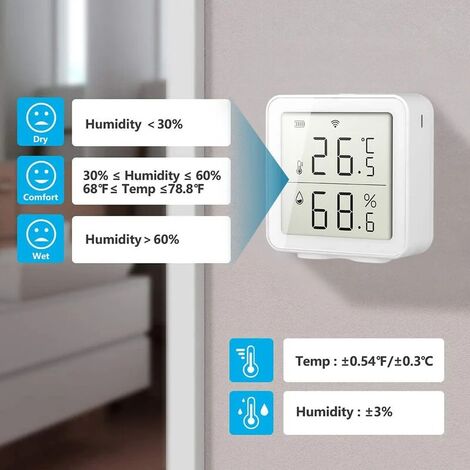 WiFi Smart Temperature Humidity Sensor Compatible with Alexa Google  Assistant 230ft Super Long Range Wireless Digital Hygrometer