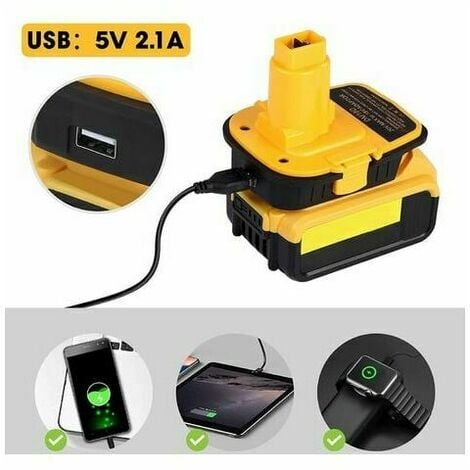 DM18D DCA1820 Battery Adapter with USB for Dewalt 20V 18V for