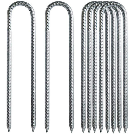 Ground stakes, 8-pack of 30cm U-shaped trampoline tacks for camping, tents, trampolines, swings