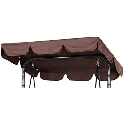 Waterproof garden swing chair canopy cover, suitable for outdoor patio, garden, (canopy cover only) (142*120*18cm, brown)
