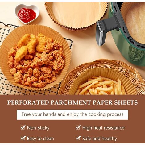  Air Fryer Disposable Paper Liner, 50 PCS Air Fryer Parchment  Paper Liners, Unperforated Round Baking Cooking Paper Air Fryer Filter Paper  for Baking Roasting Microwave Oven (Wood color): Home & Kitchen
