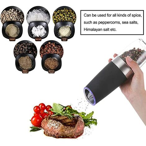 2pcs Electric Gravity Induction Pepper Grinder For Black Pepper, Sichuan  Pepper, Spices, Suitable For Kitchen, Restaurant, Outdoor Bbq