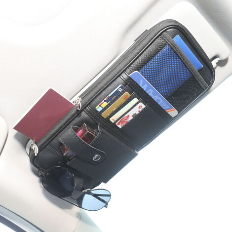 MUFF Car Sun Visor Organizer, Auto Car Interior Leather Accessories Storage  Pocket Sun Visor Pouch Case Bag for Card License Registration Pen Mobile  Phone Bill Note Key Document(black)
