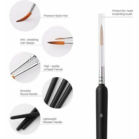 10 PCS Miniature Detail Paint Brush Set Finest Quality Soft Brushes Pen  Acrylic Watercolor Oil Drawing