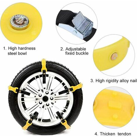 8 PCS Car Snow Tire Anti-skid Chains Winter Car Snow Tire Chains Wheel Chains  Anti-skid Belt Thickened Anti-slip Chain Black Chains with Two Fixed Plate