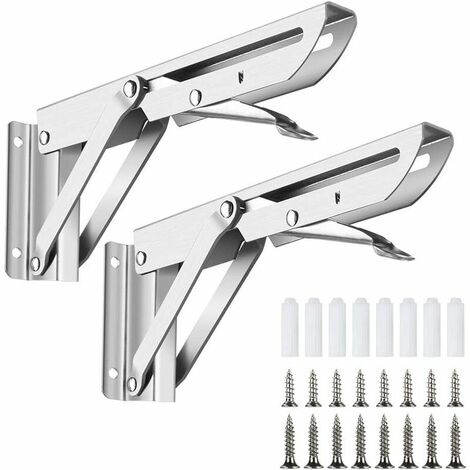 MUFF 12 Inch Heavy Duty Folding Bracket, 1 Pair Stainless Steel Folding ...