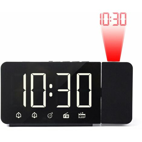 Écran LED LCD Projecteur numérique Température Radio FM Snooze Réveil USB