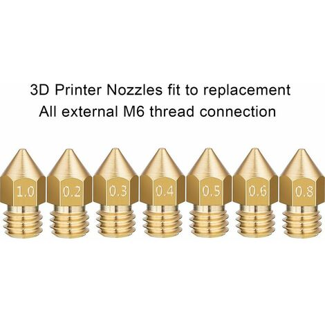 24 pièces buses d'extrudeuse buses d'imprimante 3D pour MK8 0.2mm, 0.3mm,  0.4mm, 0.5mm, 0.6mm, 0.8mm, 1.0mm pour Makerbot Creality CR-10 Ender 3 5