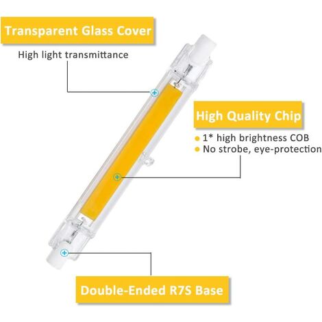 Ampoule LED R7S 118mm 13W Blanc Froid 6000K, 1000LM, Équivalent Lampe  Halogène R7S J118 80W 100W