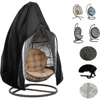 Chair Cover, Patio Hanging Chair Cover Outdoor, Waterproof Anti-dust with Zipper 115*190cm (Black）