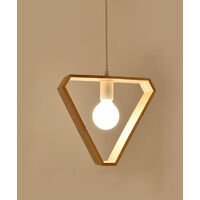 Creative wood chandelier including light bulb, geometric pattern ceiling chandelier (square)