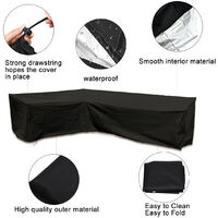 Garden Furniture Covers L Shape Sofa Cover Outdoor Dining Waterproof Patio Set Cover Dust Cover (215*215*87cm, Black)