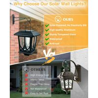 Solar Wall Lantern Lights, Outdoor Hanging Solar Lights Garden, Anti-Rust & Waterproof, Dusk to Dawn Lights, 2700K Warm White with Handle 1PCS