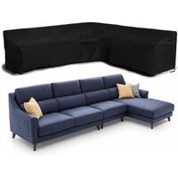 Garden L-Shape Furniture Cover Waterproof, 210D Oxford Fabric Outdoor Rattan Corner Sofa Cover 222x286x78cm