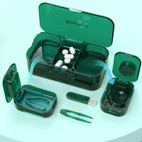 3 in 1 Pill Box, Portable, Can Cut Medicine and Grind Powder green