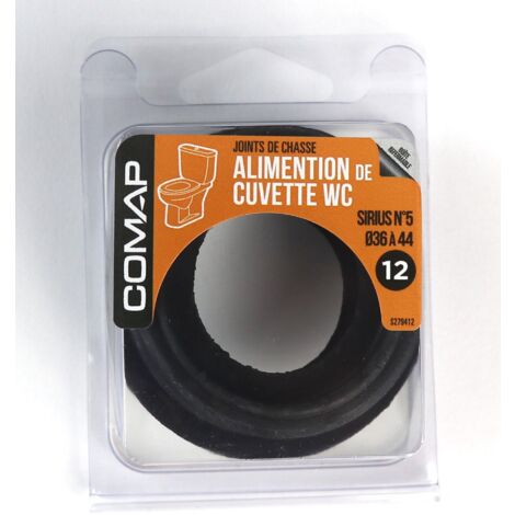 Comap – Alimentation de cuvette WC Sirius n°5 – Diamètre 36 à 44 mm – Caoutchouc noir pour chasses d'eau – S279412