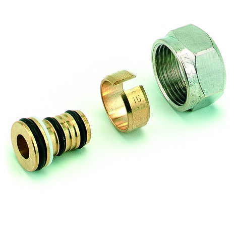 Comap – Raccord multicouche à compression finition nickelé M22 16mm – Compatible tubes 16x2 – Laiton chromé – 839516
