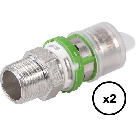 COMAP Manchon droit mâle filetage conique métallique pour tubes multicouche à sertir - 16x2-3/4 - Vendus par 2 - Raccords MultiSkin - 7243GW1634