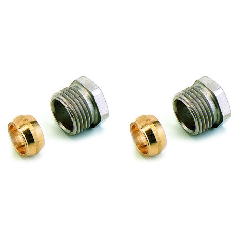 Comap – Raccord à compression laiton pour tube métallique et cuivre – Mâle 1/2" – 14 mm – Finition nickelée – Compatible robinetterie taraudée