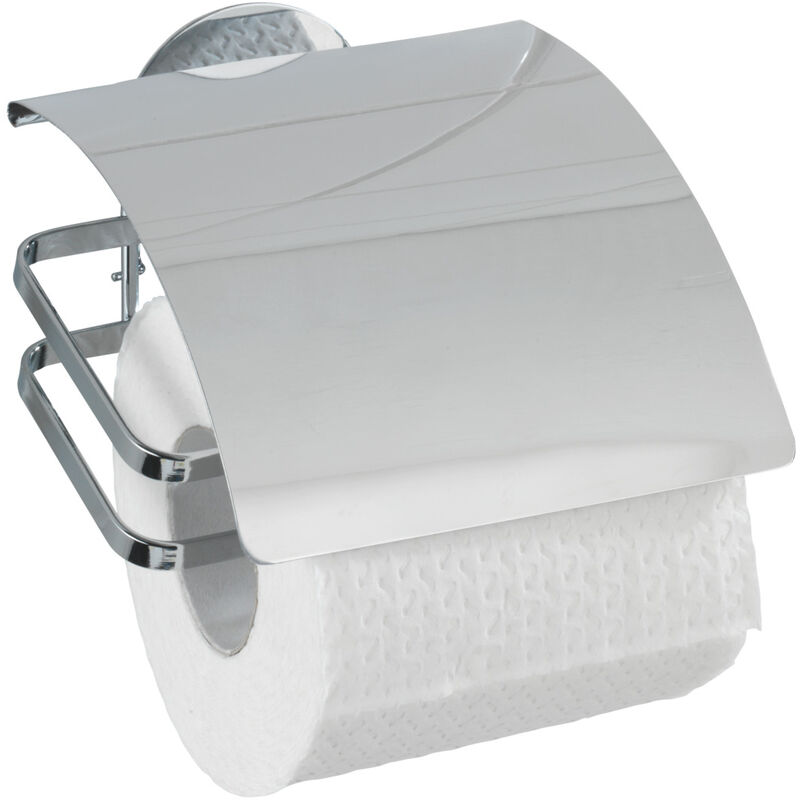 WENKO Turbo-Loc® Edelstahl Toilettenpapierhalter Cover, rostfrei, Befestigen  ohne bohren, Silber glänzend, Edelstahl rostfrei glänzend