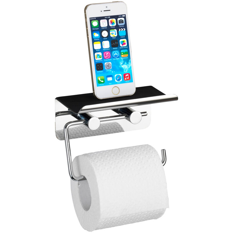 Toilettenpapierhalter Mit Handy-Ablage – Wandmontiert, Silber, Für Papierrollen Bis 12,5 Cm