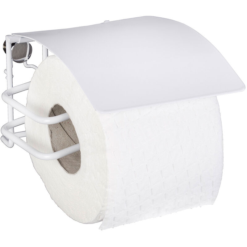 WENKO Toilettenpapierhalter mit Deckel hochwertigem weiß Plus, mit Stahl Rostschutz, Classic Weiß