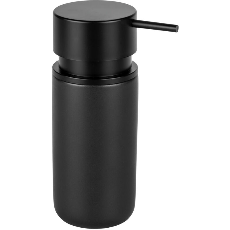 WENKO Seifenspender Silo Schwarz, Keramik (ABS) Seifenspender Kunststoff schwarz schwarz, Schwarz, 0,25 Liter, Keramik