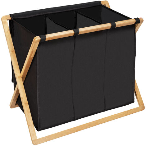 WENKO Bambus Wäschesammler Trio Ecori 69 x 56,5 x 33 cm