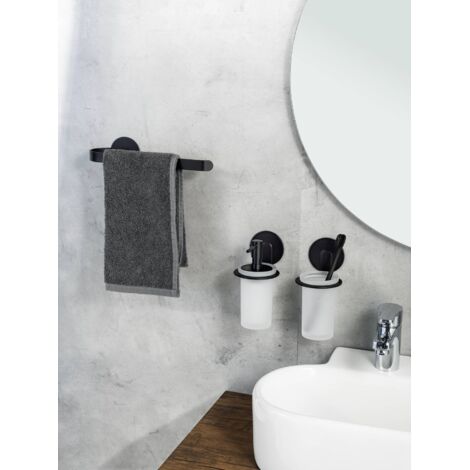 WENKO Turbo-Loc Garniture WC Bivio Black Matt, Support Mural