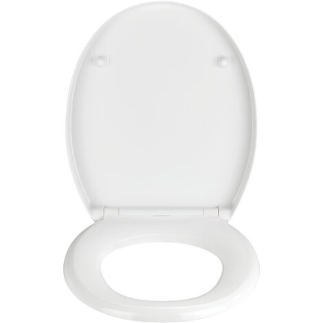 WENKO Premium WC-Sitz Birori, aus antibakteriellem Duroplast, mit Absenkautomatik, Weiß, Duroplast weiß , Edelstahl rostfrei silber matt