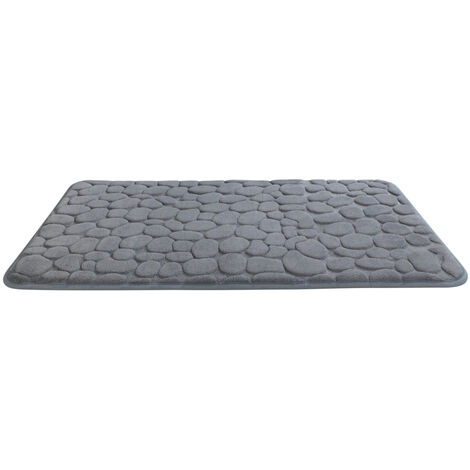 WENKO Badteppich Memory Foam Pebbles Grau, 50 x 80 cm, Grau, Polyester grau, Polyurethan