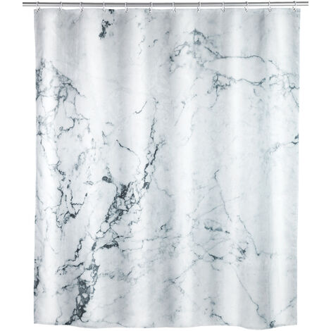 WENKO Duschvorhang Onyx, Textil (Polyester), 180 x 200 cm, waschbar, Grau, Polyester mehrfarbig