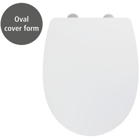 WENKO Toilettensitz Tavola, WC-Sitz mit Absenkautomatik und Schnellbefestigung, Weiß, Thermoplast weiß, Edelstahl rostfrei chrom