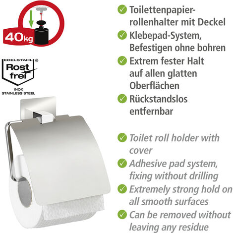WENKO Toilettenpapierhalter Basic – Edelstahl Glänzend, Offene Rollenhalterung (12,5 X 10,5 Cm)