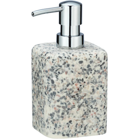 Spirella Seifenspender Etna 400ml - Steinoptik Beige/Weiß Für Badezimmer