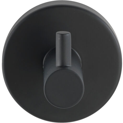 WENKO Wandhaken Uno Bosio Black matt, Edelstahl rostfrei, Schwarz, Edelstahl rostfrei matt