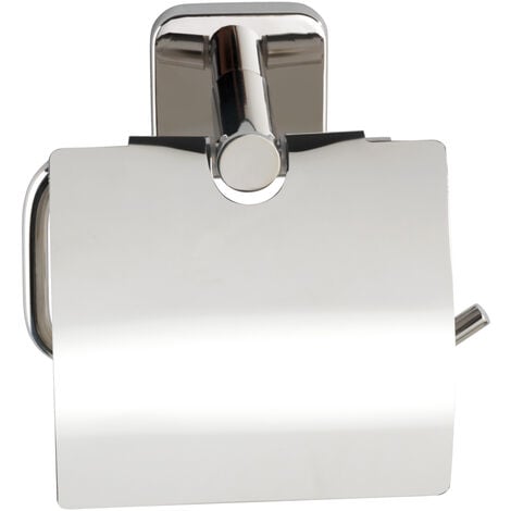 WENKO Toilettenpapierhalter mit Deckel Mezzano Edelstahl, WC-Rollenhalter,  rostfrei, Silber glänzend, Edelstahl rostfrei glänzend | Toilettenpapierhalter